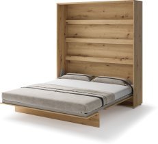 Bed Concept - Komplet postelja v omari, grafit vzglavje, grafit trosed, Led, vzmetnica Bed Concept BC-13 - 180x200 cm - artisan hrast