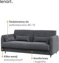 Bed Concept - Komplet postelja v omari, grafit vzglavje, grafit trosed, Led, vzmetnica Bed Concept BC-13 - 180x200 cm - artisan hrast