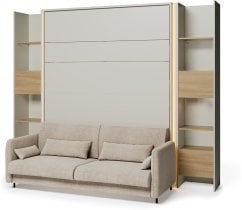 Bed Concept - Komplet postelja v omari, BC-17, BC-19 trosed, 3xLED,  2x BC-23 - kašmir/artisan, vzmetnica Lenart - Bed Concept BC-12 - 160x200 cm - kašmir/bež