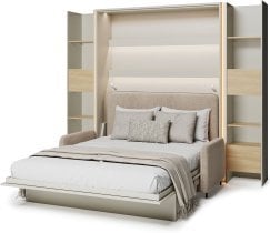 Bed Concept - Komplet postelja v omari, BC-17, BC-19 trosed, 3xLED,  2x BC-23 - kašmir/artisan, vzmetnica Lenart - Bed Concept BC-12 - 160x200 cm - kašmir/bež