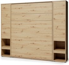 Bed Concept - Komplet postelja v omari BC-12, vzglavje BC-17, 1xLED,  omare 2x BC-07, vzmetnica - 160x200 cm - artisan/graphite