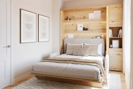 Komplet postelja v omari BC-13, vzglavje BC-33, kavč BC-35, 3xLED, omare BC-08, vzmetnica - 180x200 cm - artisan hrast/bež