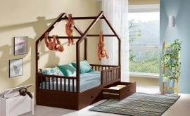 Postelja Wiktor s predalom - 90x200 cm - oreh