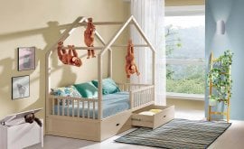 Postelja Wiktor s predalom - 90x200 cm - bor