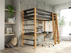 Pograd + pisalna miza Niko - črn/naravni hrast