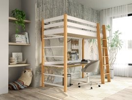 Pograd + pisalna miza Niko - bel/naravni hrast