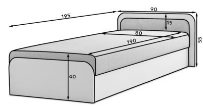 Eltap stock - Otroška postelja Parys 80x190 cm - r- črna - Sawana 14