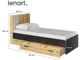 Lenart - Postelja Qubic QB-12 - 90x200 cm