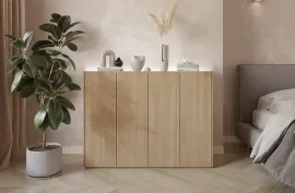 Komoda Easy EA-02 - skandi hrast/bel sijaj