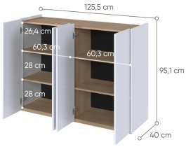 Lenart - Komoda Easy EA-02 - beli sijaj/skandi hrast