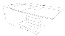 Signal - Raztegljiva jedilna miza Leonardo - učinek betona,140(180)x80 cm