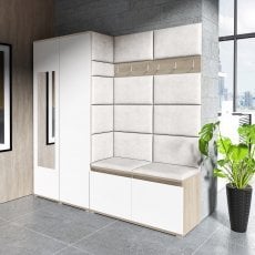 Komplet za hodnik Emi 8 z ogledalom - sonoma/bela