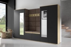 Komplet za hodnik z ogledalom Emi 10 - artisan hrast/črn