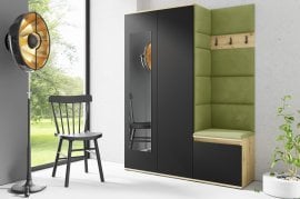 Komplet za hodnik z ogledalom Emi 11 - artisan hrast/črn