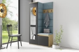 Komplet za hodnik z ogledalom Emi 13 - artisan hrast/črn