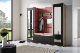 PKMebel - Komplet za hodnik Emi 31 z ogledalom -  artisan hrast/črn