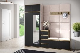 Komplet za hodnik Emi 33 z ogledalom - artisan hrast/črn