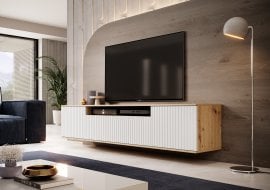 Viseča TV komoda Agnes - artisan hrast/bela