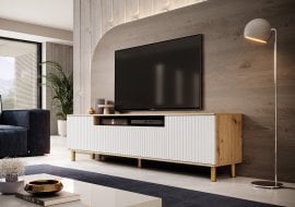 TV komoda Agnes na kovinskih nogicah - artisan hrast/bela