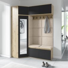 Komplet za hodnik Emi 38 z ogledalom - artisan hrast/črn