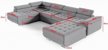 Sedežne garniture PKMebel - Kotna sedežna garnitura  Benjamin 275 U