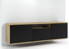PKMebel - TV komoda Logan 150 cm - artisan hrast/črna
