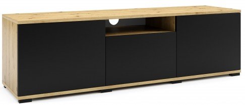 PKMebel - TV komoda Logan 150 cm - artisan hrast/črna