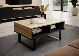 Klubska miza Logan - artisan hrast/črna