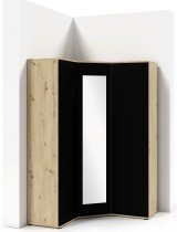 PKMebel - Kotna garderobna omara Emi 40 z ogledalom - Artisan hrast/črna