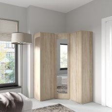 Kotna garderobna omara Emi 40 z ogledalom - Sonoma hrast