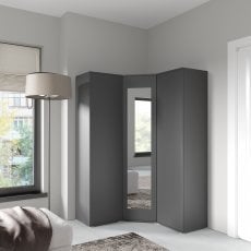 Kotna garderobna omara Emi 40 z ogledalom - Grafit