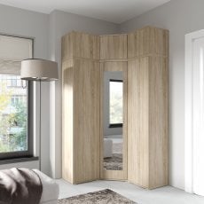 Kotna garderobna omara Emi 41 z ogledalom in s podaljškom - Sonoma hrast