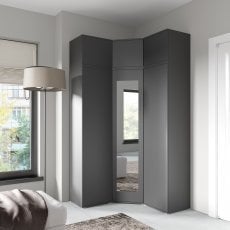 Kotna garderobna omara Emi 41 z ogledalom in s podaljškom - Grafit