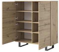 PKMebel - Komoda Logan 4D kovinske noge - artisan hrast