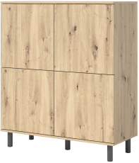 Komoda Logan 4D kovinske okrogle noge - artisan hrast