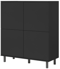 Komoda Logan 4D kovinske okrogle noge - črna