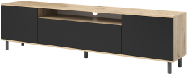 TV komoda Logan 200 cm kovinske okrogle noge - artisan hrast/črna
