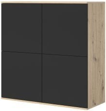 Komoda Logan 4D plastične noge - artisan hrast/črna