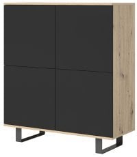 Komoda Logan 4D kovinske noge - artisan hrast/črna