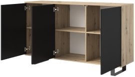 Komoda Logan 3D kovinske noge - artisan hrast/črna