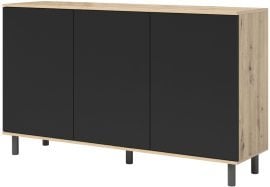 Komoda Logan 3D kovinske okrogle noge - artisan hrast/črna