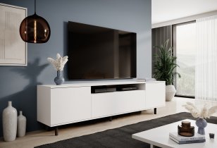 PKMebel - TV komoda Logan 200 cm kovinske okrogle noge - bela