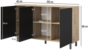 PKMebel - Komoda Logan 3D kovinske okrogle noge - bela
