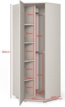 PKMebel - Kotna garderobna omara z ogledalom Bianco