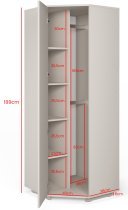PKMebel - Kotna garderobna omara Bianco