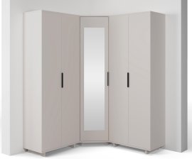 Modularna kotna garderobna omara z ogledalom Bianco 9