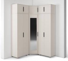 PKMebel - Modularna kotna garderobna omara z ogledalom Bianco 10