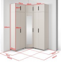 PKMebel - Modularna kotna garderobna omara z ogledalom Bianco 10