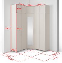 PKMebel - Modularna kotna garderobna omara z ogledalom Bianco 10