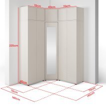 PKMebel - Modularna kotna garderobna omara z ogledalom Bianco 10